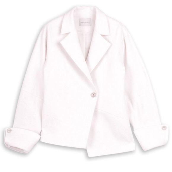 🆕 NAP Loungewear Callie Wool Jacket w/ Asymmetrical Hemline in Ivory - Picture 3 of 10